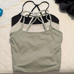 Set Of 3 athletica Black and Light Green Strappy Tops Size Small